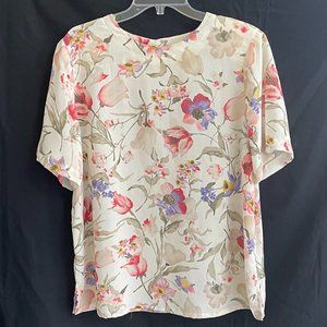 Womens Creme Floral Print Shirt Alfred Dunner